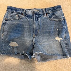 Women’s Old Navy High Rise OG Distressed Blue Denim Shorts Sz 10